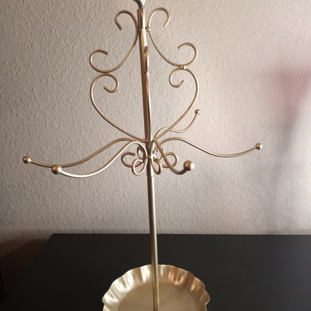 Jewelry Stand 16" Tall For Necklaces, Bracelets, Earings & Rings. Bird topper - Picture 3 of 4